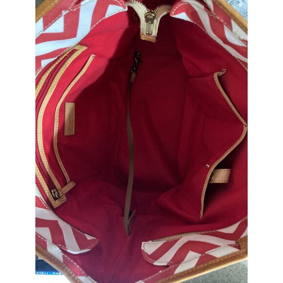 DOONEY & BOURKE RED, WHITE CHEVERON WOMENS SHOULDER BAG TOTE - Picture 16 of 16